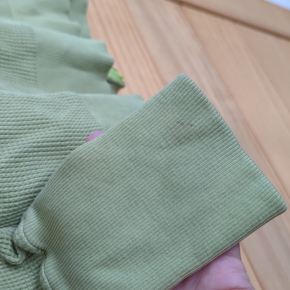 Free People Thermal Embriored Green Zip Up Hoodie Sz M - Picture 9 of 11